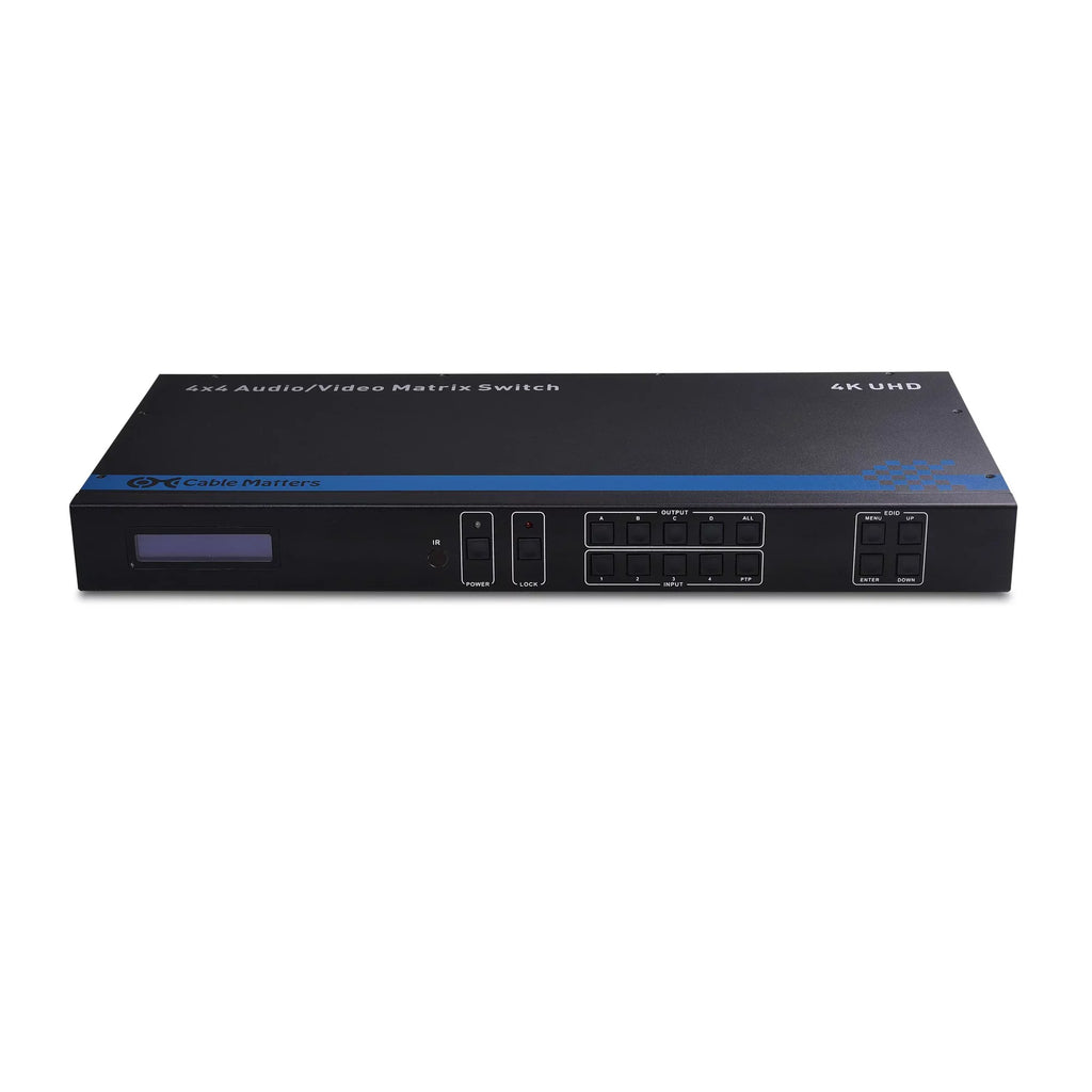 Cable Matters 4K 60Hz HDMI Matrix Switch 4 in 4 Out with RS-232 and TCP/IP Remote Access Configuration - Supports 18Gbps HDMI 2.0, HDR High Dynamic Range, HDCP 2.2, 24 Bit RGB, YCBCR 4:4:4 Format