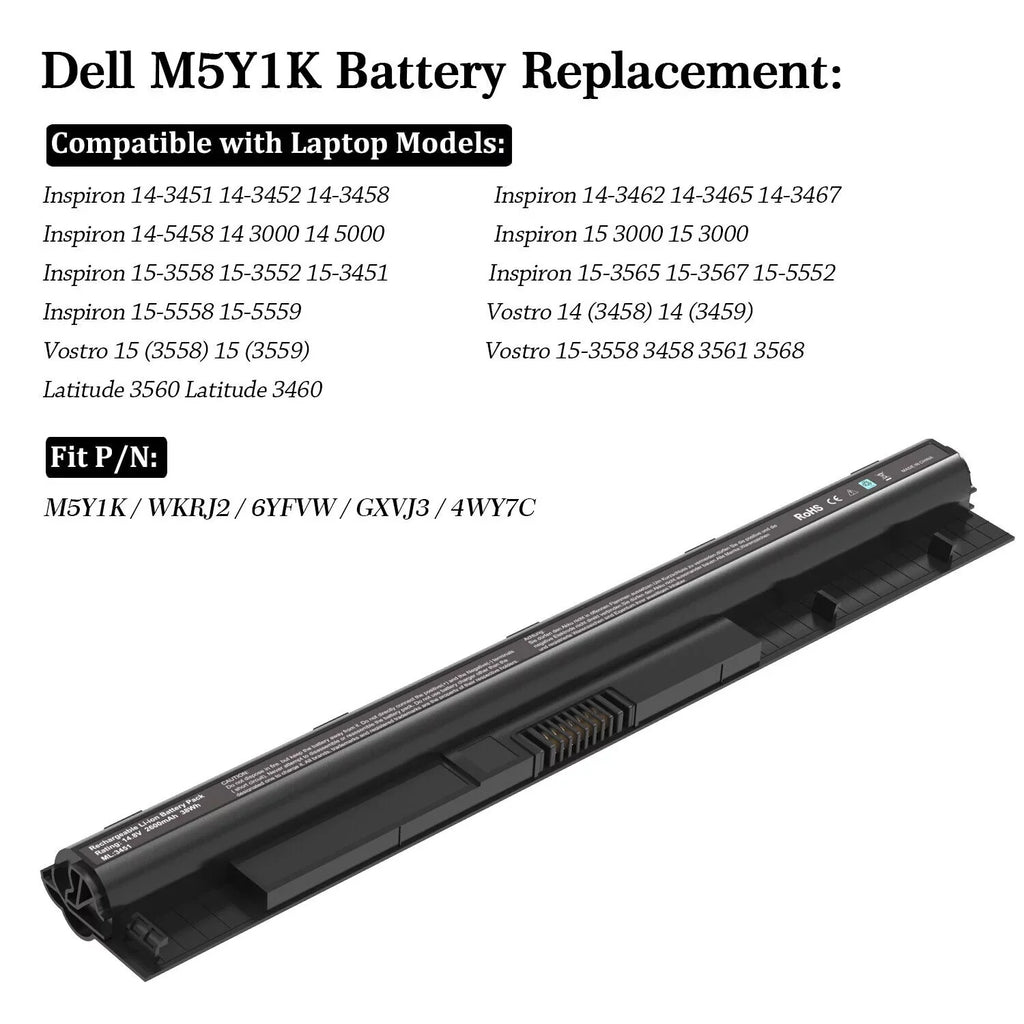 40WH M5Y1K 2 Batteries 14.8V for Inspiron 14 15 17 5000 3000 Series US