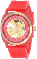ORLOGI Women's TK626PK Milano Rose Rubber Mechanical Movement Skeleton Watch