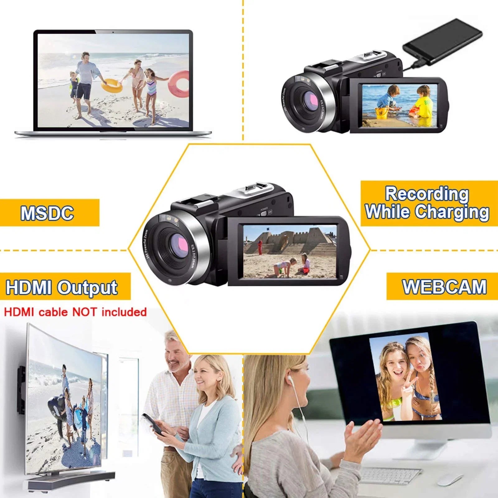 MARVUE Digital Video Camera Camcorder Full HD 2.7K 30FPS 30MP IR Night Vision Vlogging Camera Recorder Video Camera for Youtube