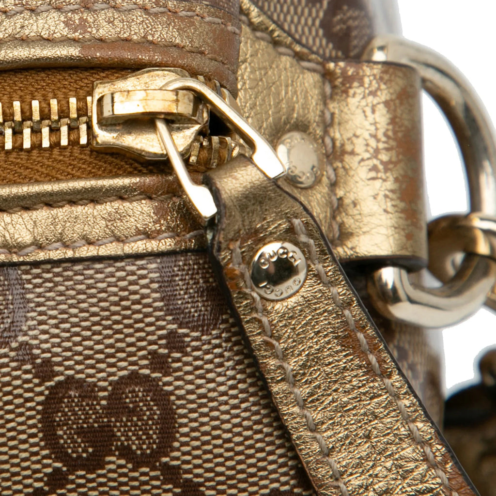 Pre-Owned Authenticated Gucci GG Crystal Joy Satchel Coated Canvas Fabric Brown Unisex (Fair)