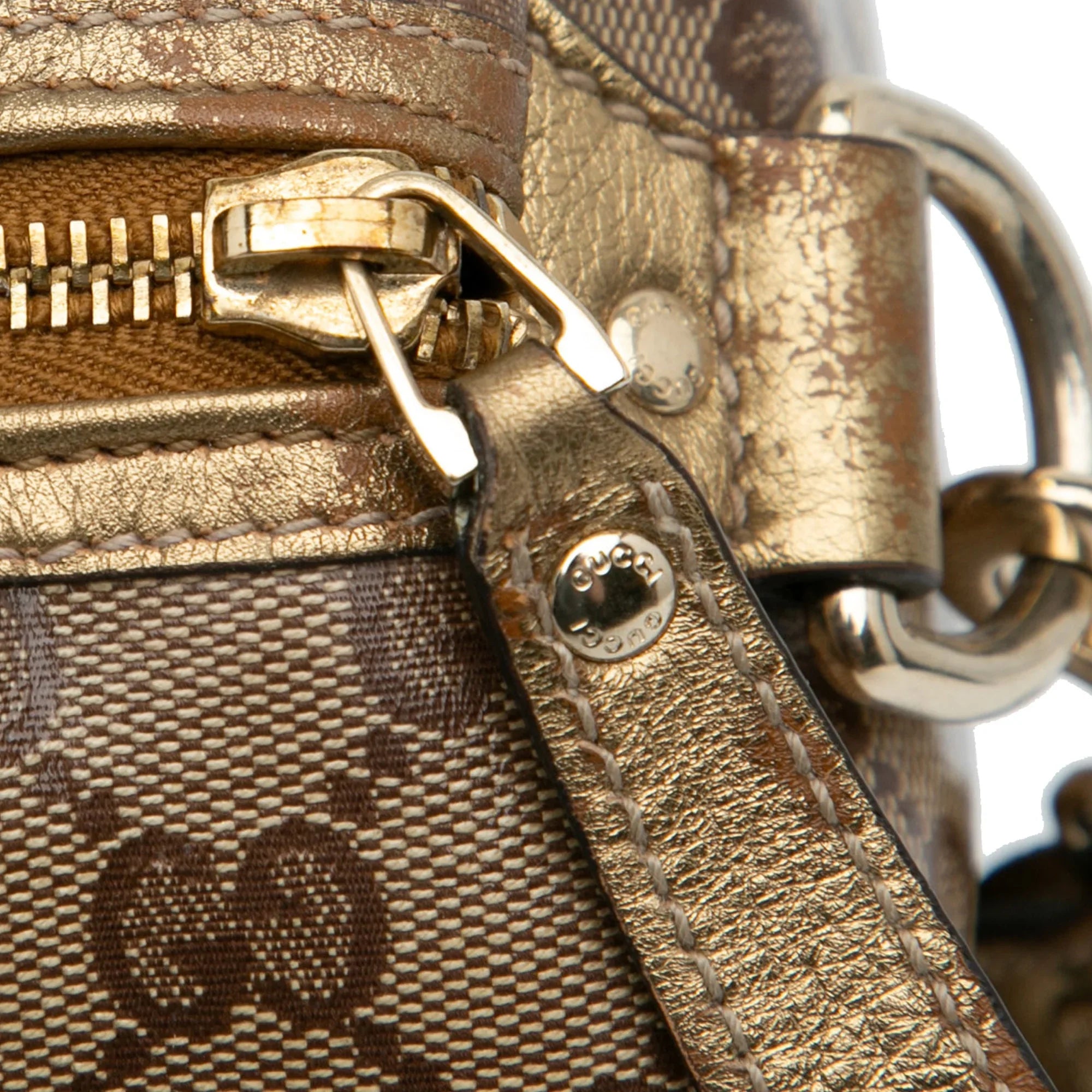 Pre-Owned Authenticated Gucci GG Crystal Joy Satchel Coated Canvas Fabric Brown Unisex (Fair)