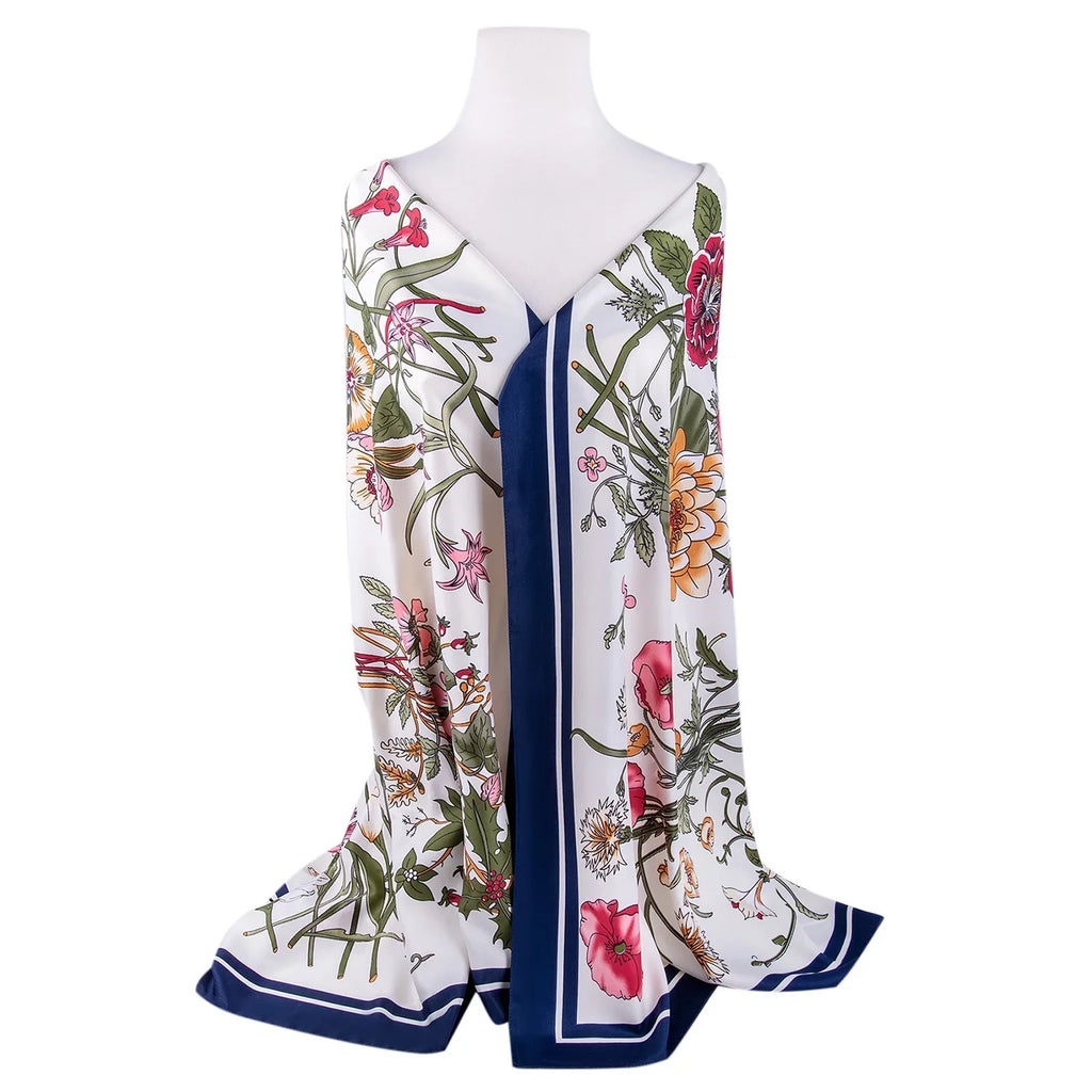 STP GOODS Evening Shawl and Wrap for Women Botany White Silk Shawl 51x51'' (130 * 130 cm) Travel Scarf Tops Fashion Shawl for Wedding