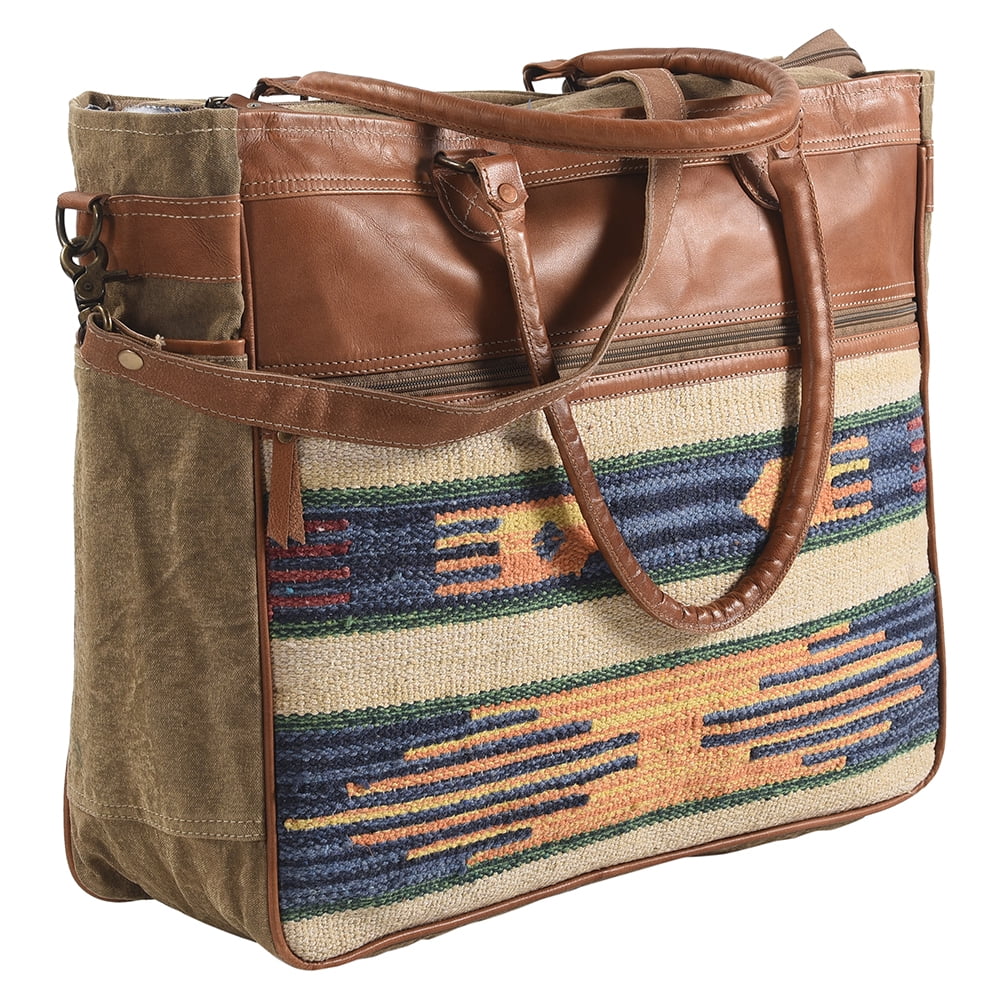 KB OHLAY KB325 TOTE Upcycled Wool Upcycled Canvas Genuine Leather women bag western handbag purse