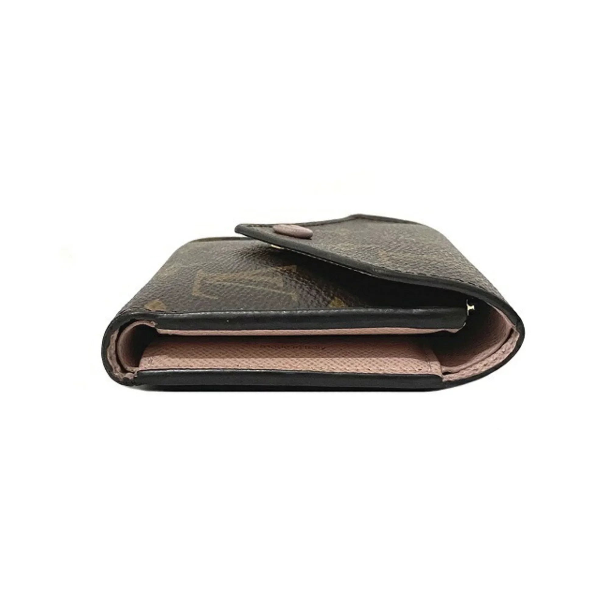 Pre-Owned Wallet Portefeuille Victorine Brown Pink Rose Ballerine Monogram M62360 Trifold NZ3119 LOUIS VUITTON Ladies (Good)