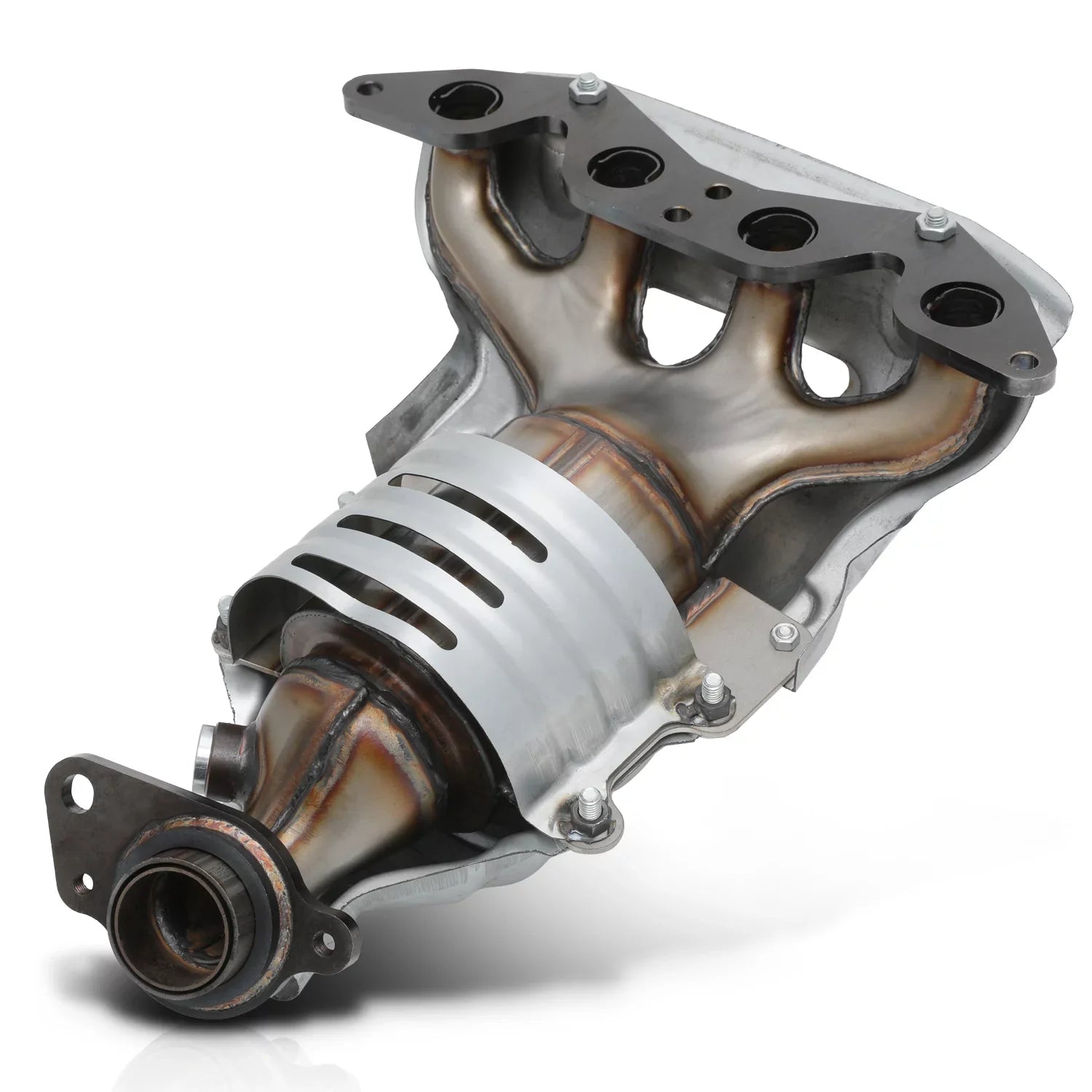 M-AUTO Catalytic Converter Exhaust Manifold with Heat Shield For 2001-2005 Honda Civic, Fits CX DX HX LX VX Models with 1.7L Engine