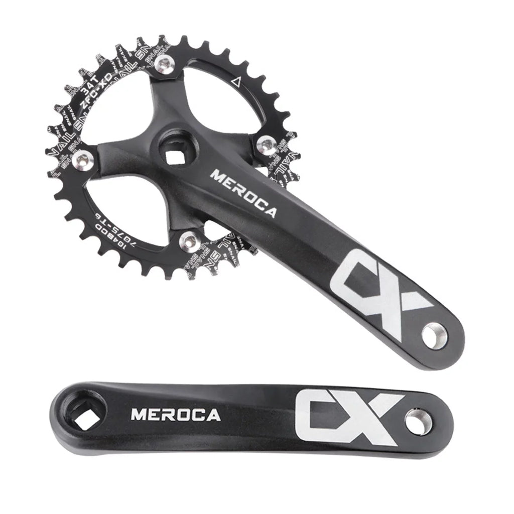MEROCA Bike Crankset, 170MM 104 BCD Aluminum Alloy - Single Crank Ring Set for 8/9/10/11 Speed - Ideal for Mountain Biking Enthusiasts