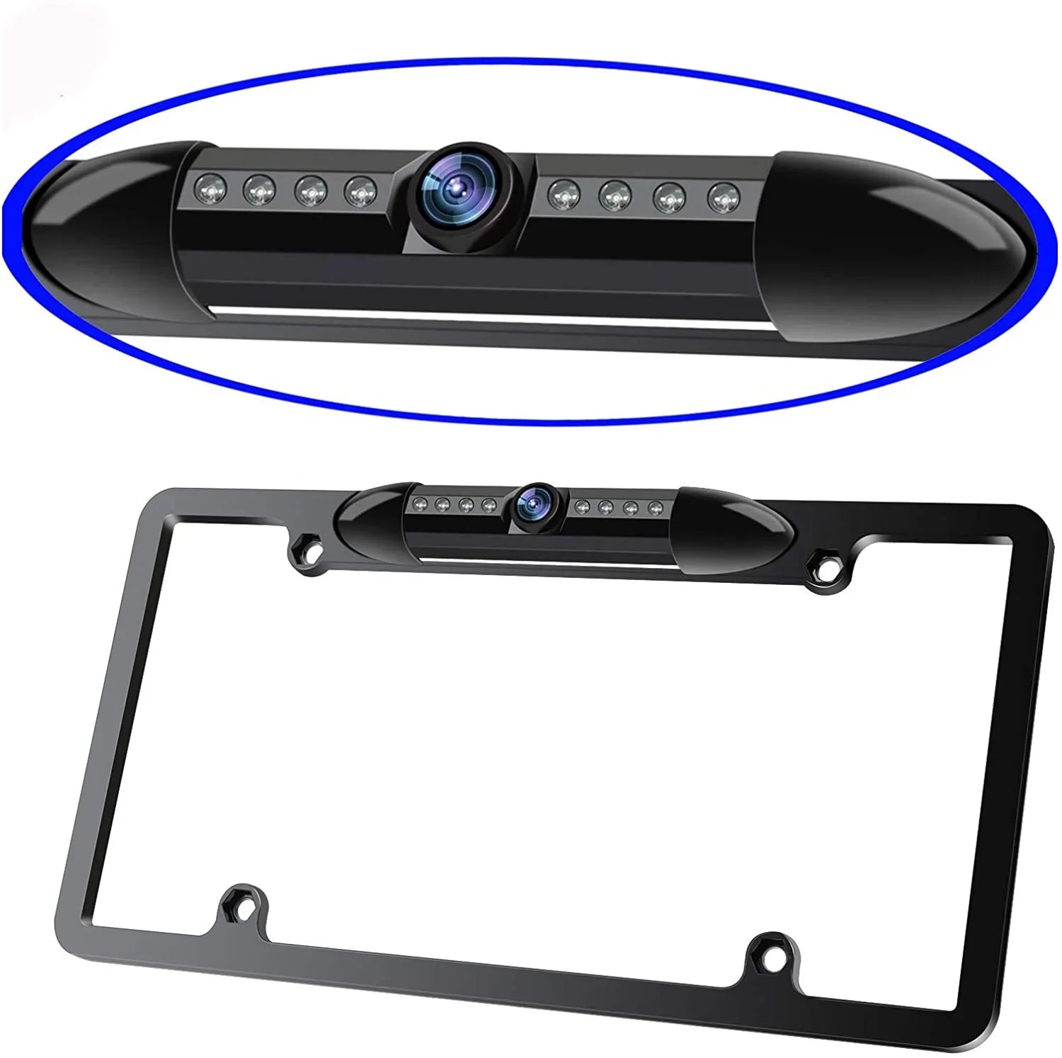 License Plate Frame Backup Camera Night Vision Car Rear View Camera with 8 Bright s 170° Viewing Angle Waterproof