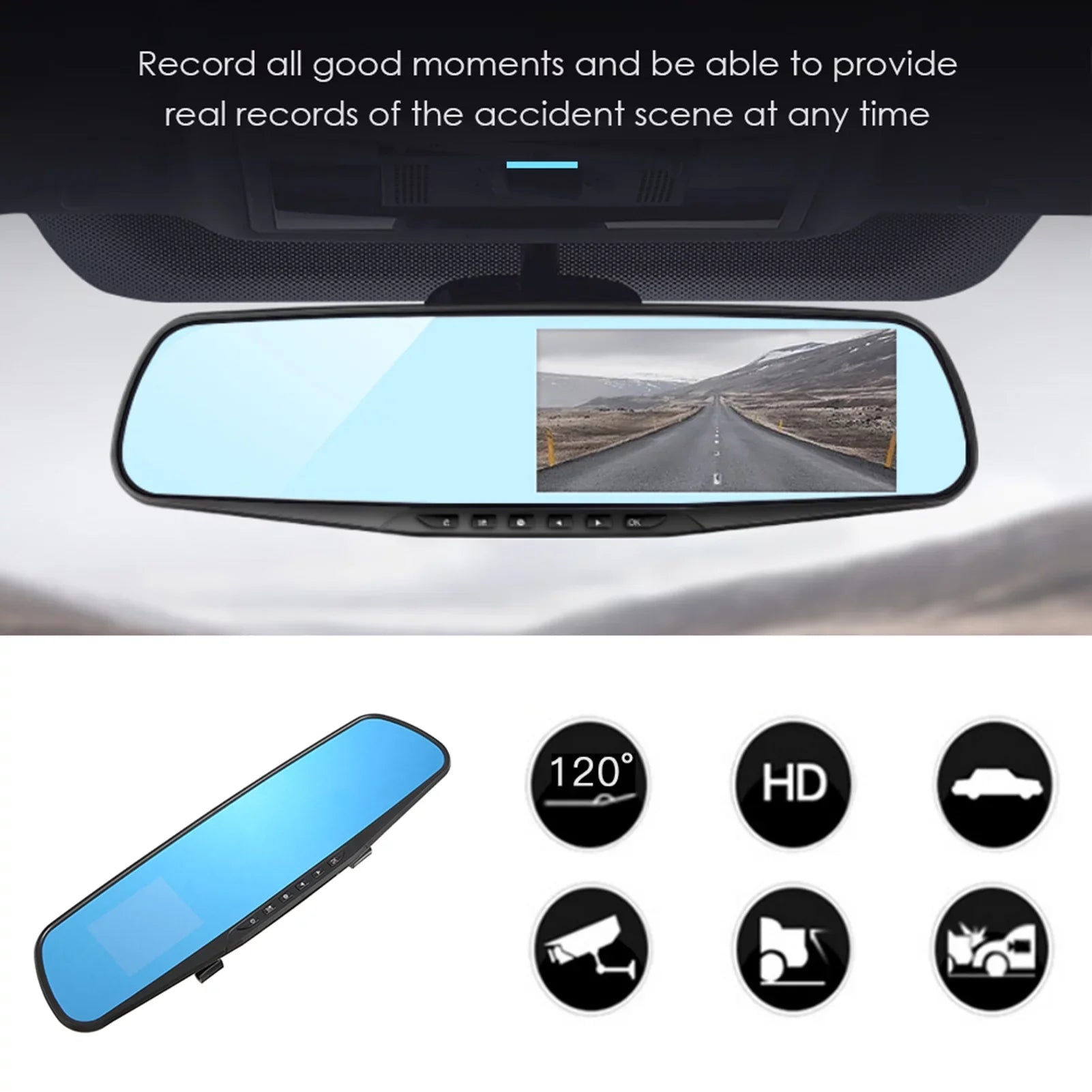 moobody Dual Camera Car Driving Recorder - 1080P Full HD Dual Dash Cam with 170°Wide Angle Lens, Loop Recording, and Motion Detection System for Optimal Security