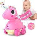 Baby Toys for 12-18 Months Baby Crawling Toys Touch & Go Musical Light for Baby Girl Toys - Infant Toys Gifts Toys for 1 to 2 3 Year Old Girl, Musical Toy Dinosaur for Age 1 2, 12 to 18 Months, Pink
