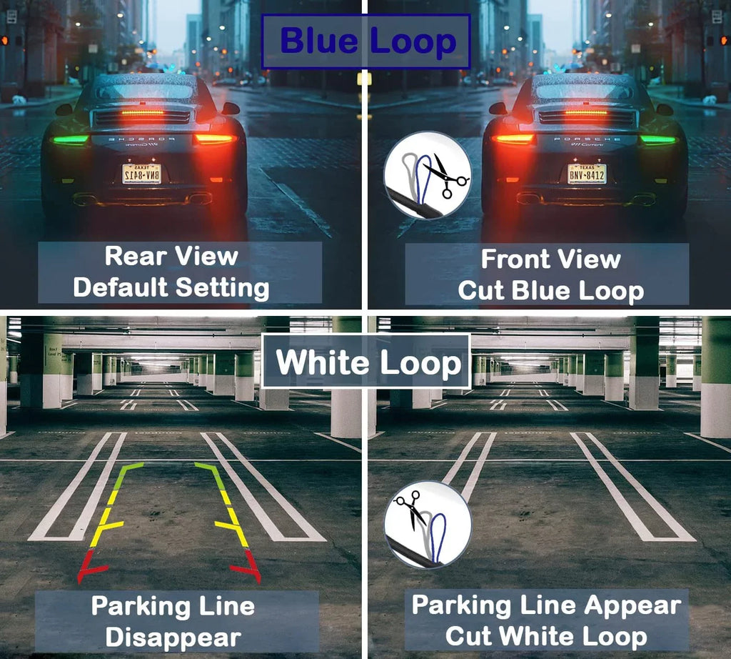 CAM122 Backup Camera Frame License Plate HD Night Vision Rear View 170° Angle Waterproof Compatible with Jensen Car Radio CAR110W CAR710 CAR710X CAR8000 CAR910W CAR910X CDR7011 CM901MIR CMR2720