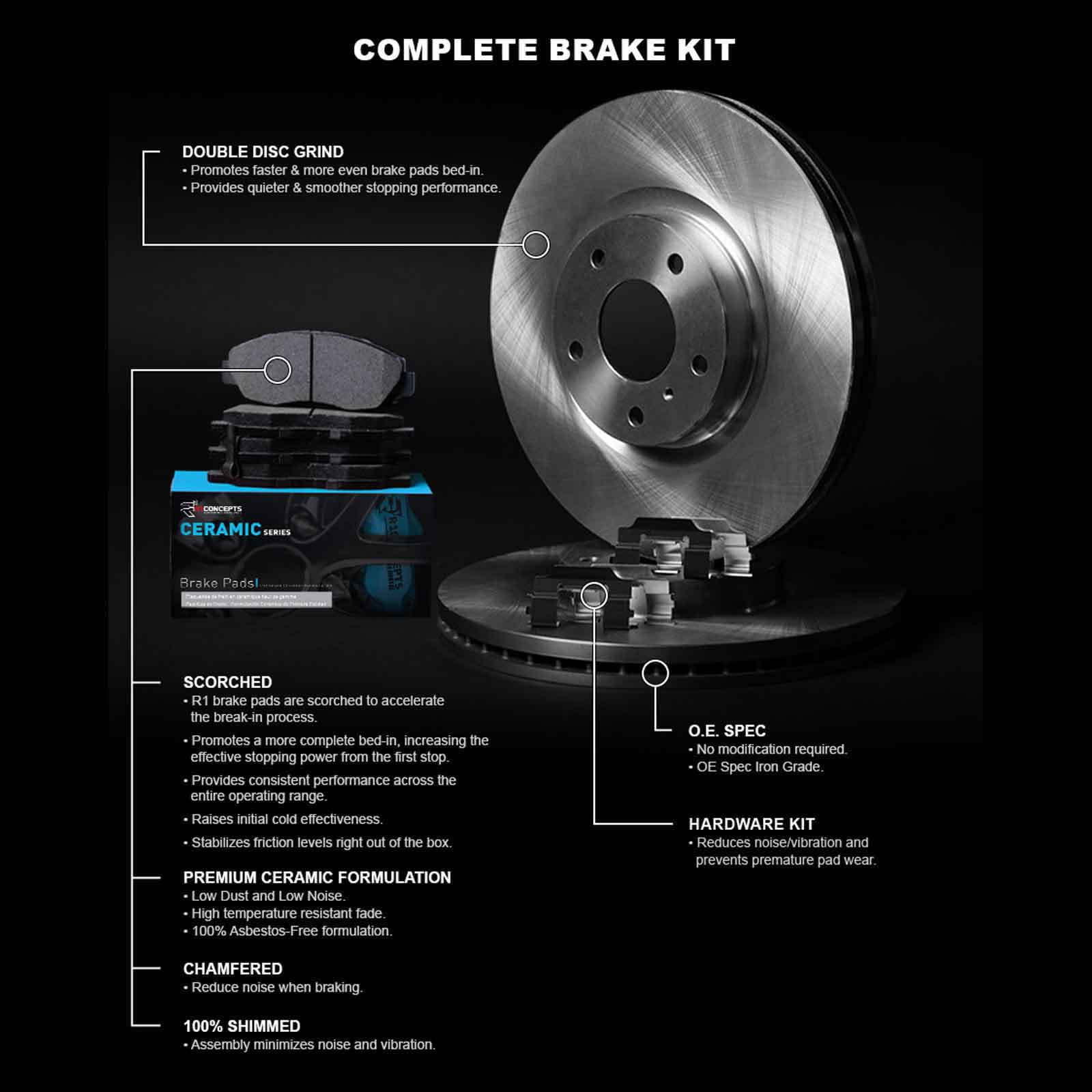 R1 Concepts Wfwh1 47078 R1 Concepts E Line Series Brake Rotor With Ceramic Fits select: 2017-2022 CHEVROLET MALIBU LT, 2016 CHEVROLET MALIBU LS