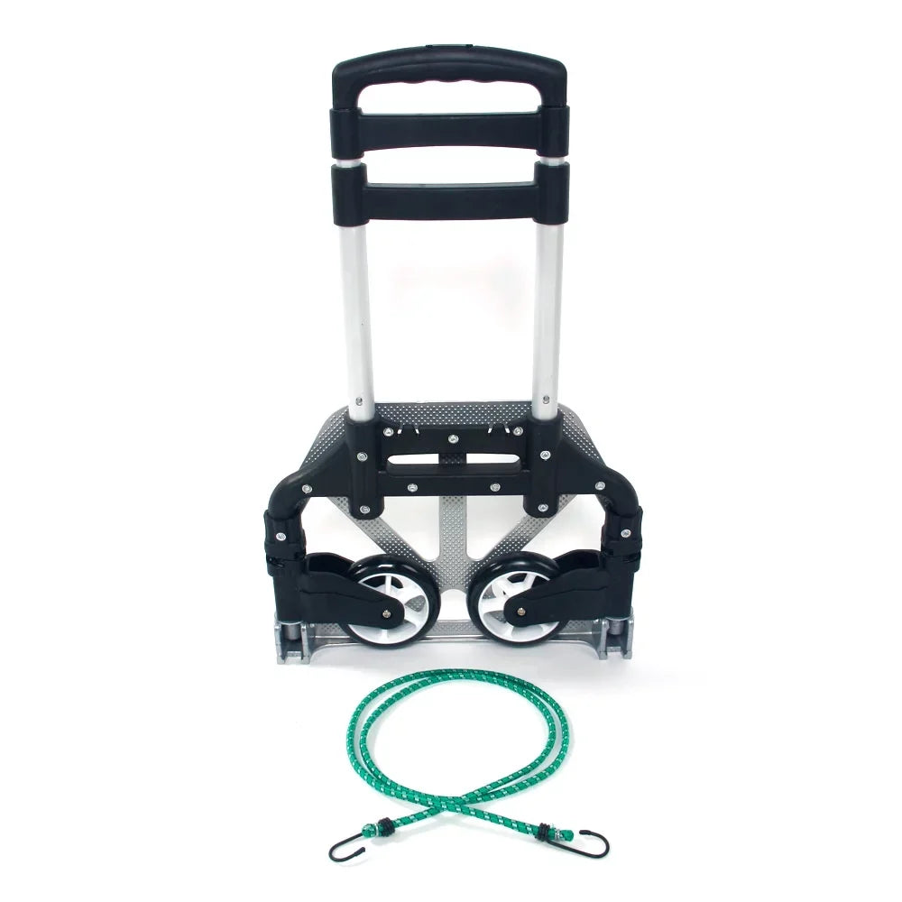 GoDecor Portable Foldable Trolley, with Telescopic Rod, for Carry Luggage, Black
