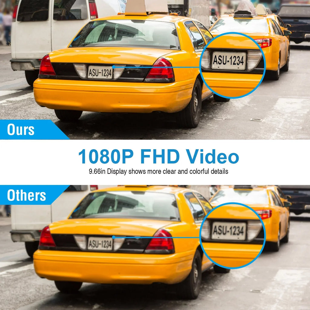 iNova FHD 1080P Car DVR Dash Camera 9.66In Vehicle Driving Recorder with G Sensor Parking Monitoring Seamless Recording