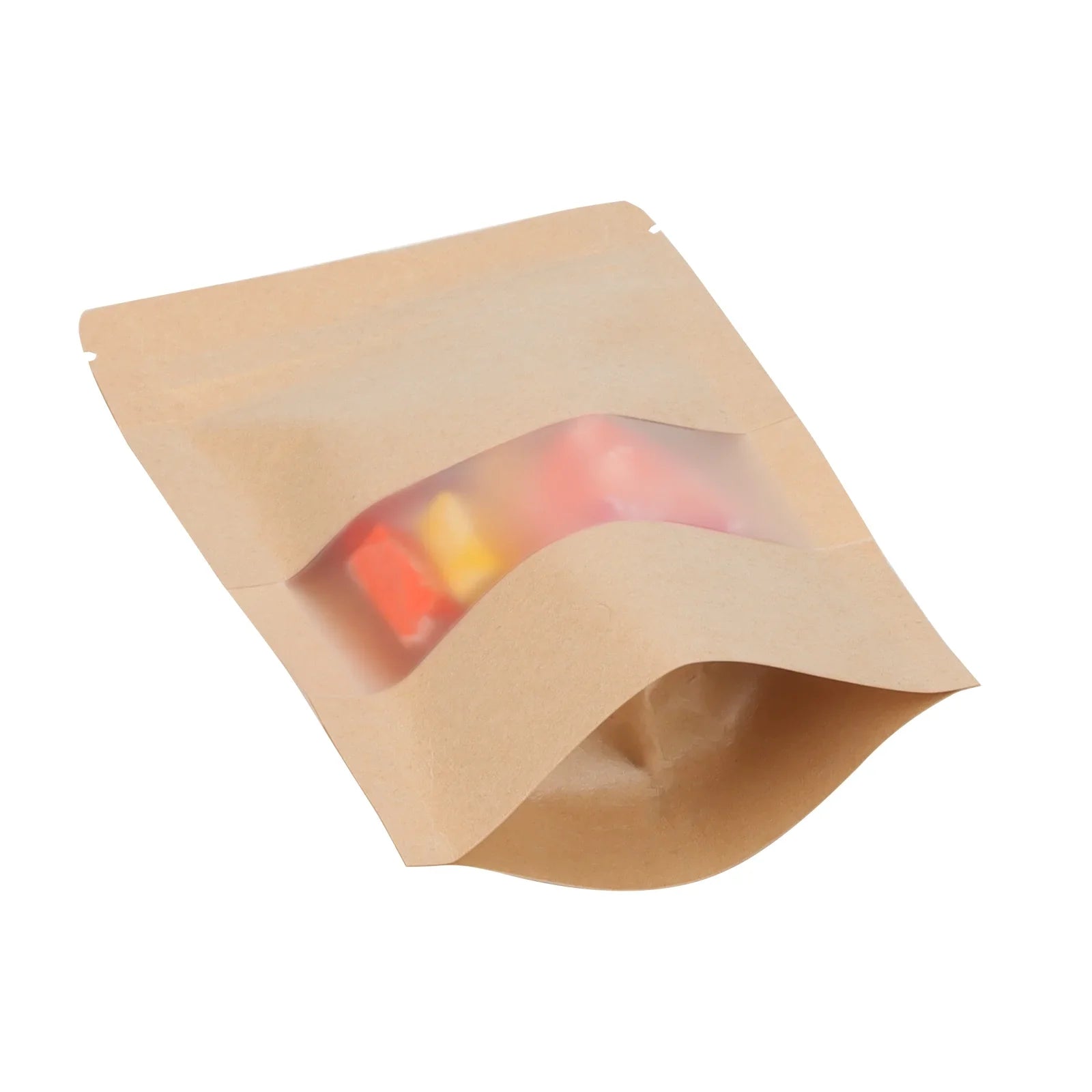 KOHAND 200 Pcs Kraft Bags with Win OS, 7 x 10 Inch Resealable Kraft Stand Up Pouches for Food, Bean, Nut