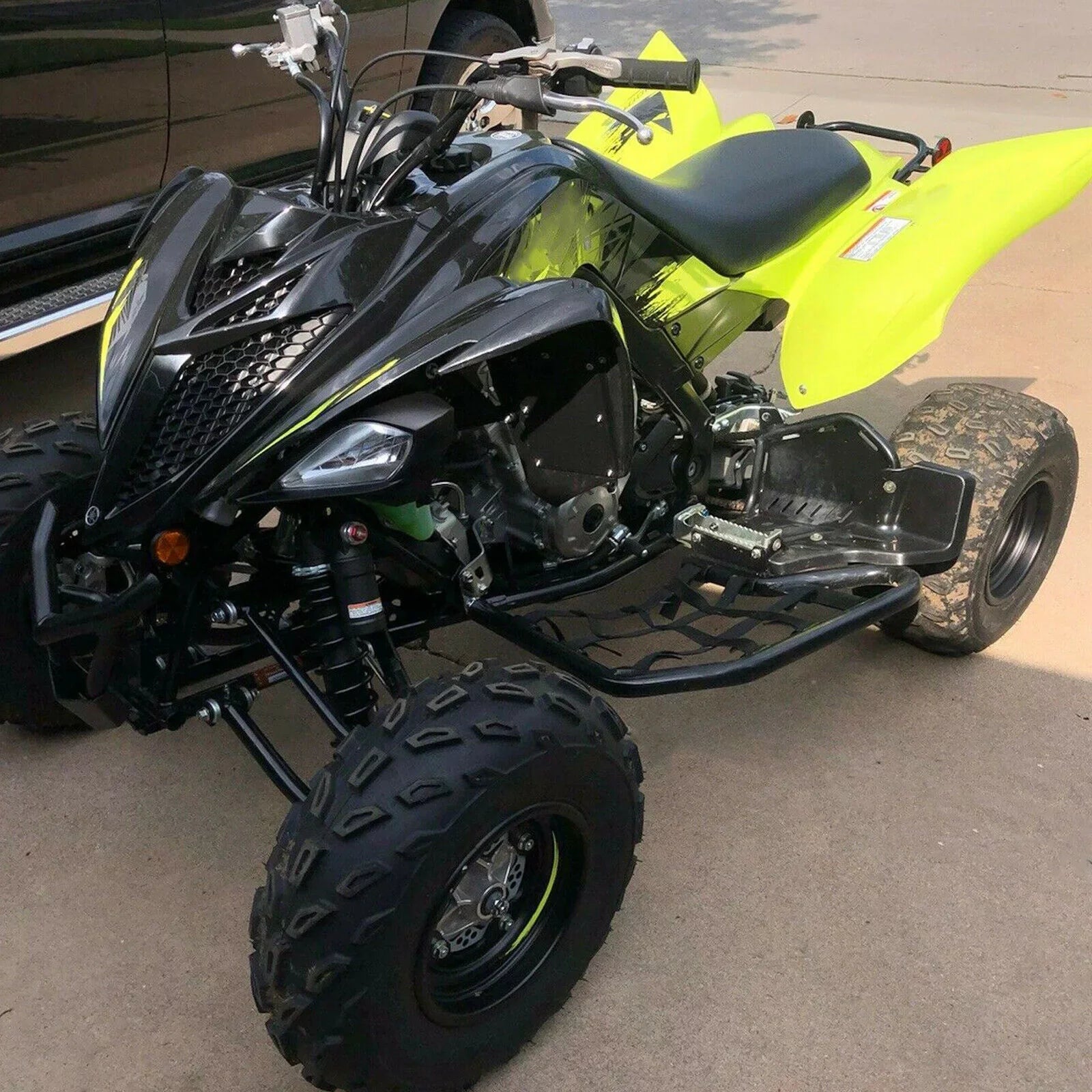 Kojem Aluminium Foot Peg Step Nerf Bars for Yamaha Raptor 700 Black Side Step with Black Webbing nets 2006-2020