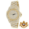 Men's Fully Bling Yellow Gold Finish Techno Pave Simulated Crystal Diamond Watch