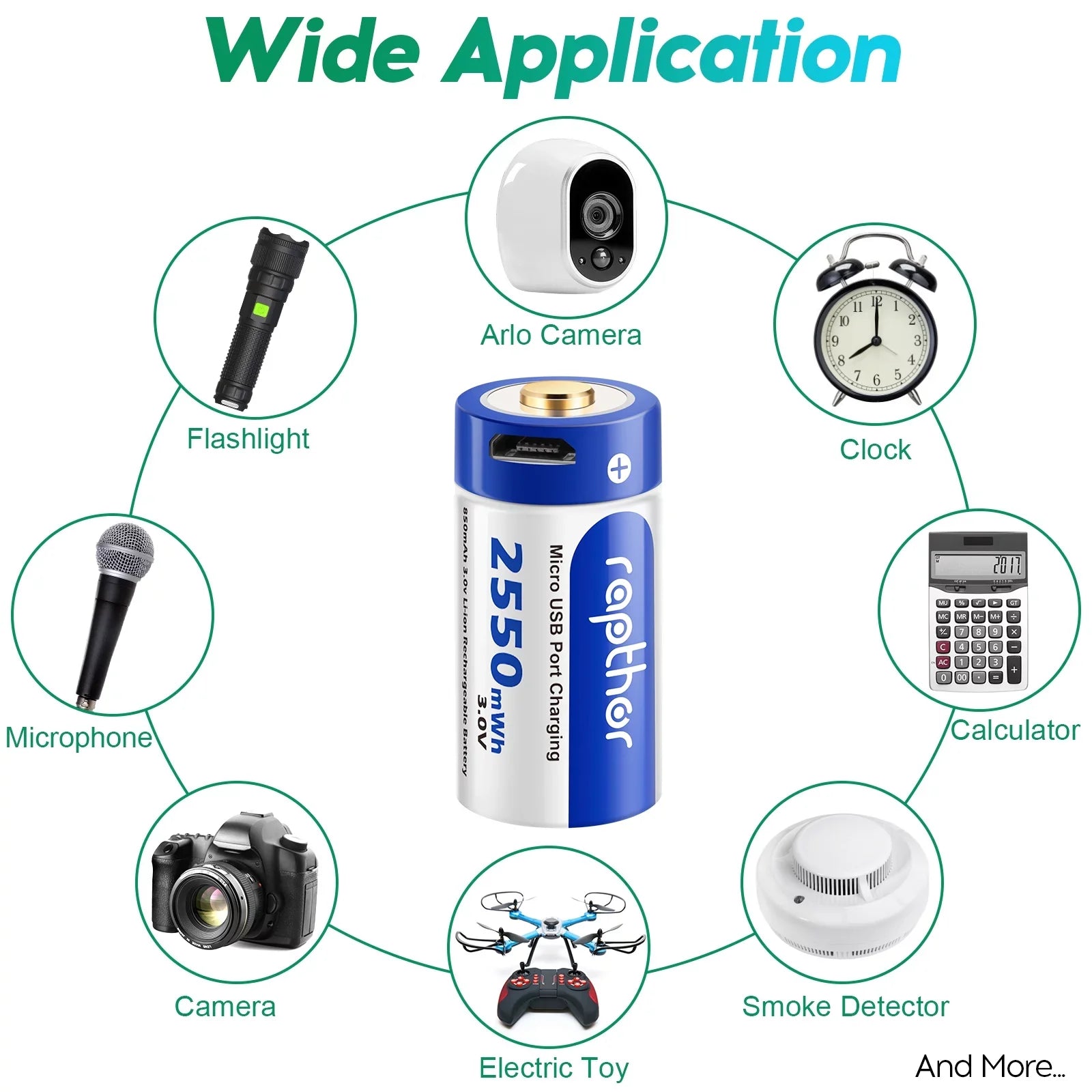 Rapthor Arlo Rechargeable Batteries Compatible with Arlo Wireless Security Camera VMC3030 VMS3130 VMS3330 VMS3430 VMK3200 Pack of 4 (850mAh)