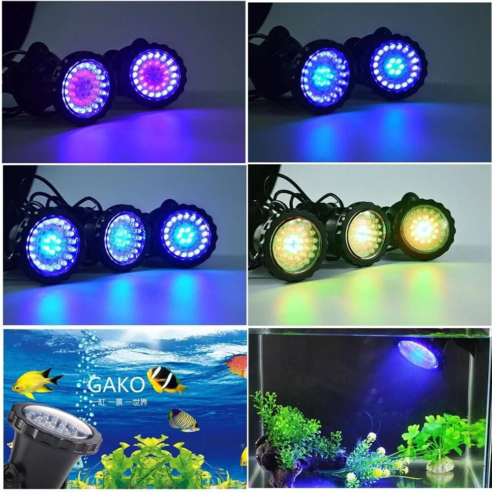 LED Pond Light, Submersible LED Lights RGB Underwater Lights Color Changing Spotlight Outdoor Remote Control IP68 Waterproof Fish Tank Lights Fountain Lights for Aquarium Tank Pool