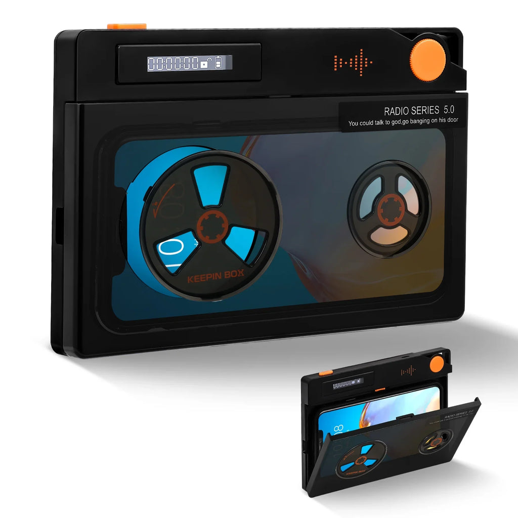 Cell Phone Lock Box with Timer, Portable Timed Lock Box for Phone With Semi-Transparent Cover, Help to Prevent Phone Addiction, Focus on Real Life (L 6.7x3.5x0.7, Black-One Screen)