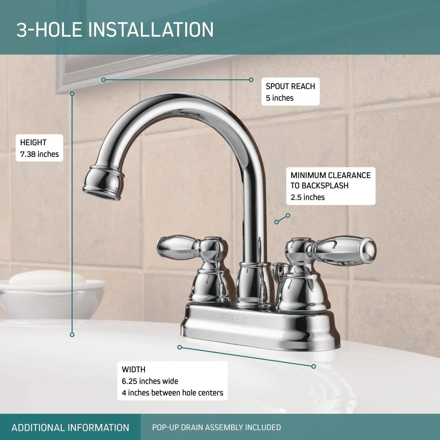 Peerless Claymore Two Handle Bathroom Faucet in Chrome P299685LF