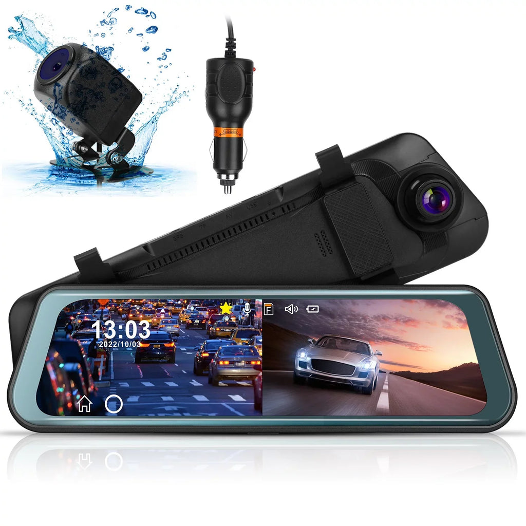 iNova FHD 1080P Car DVR Dash Camera 9.66In Vehicle Driving Recorder with G Sensor Parking Monitoring Seamless Recording