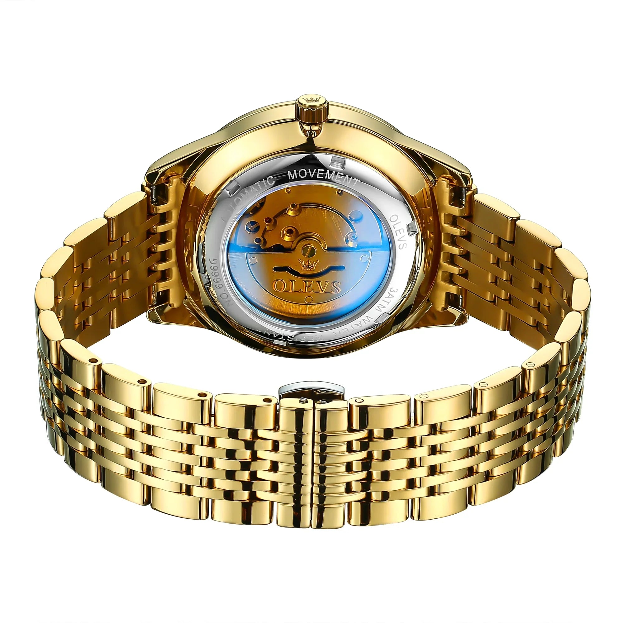 OLEVS Gold Watch for Men Self Winding Large Face Arabic Numerals Dial Easy Reader Waterproof Reloj Para Hombre, Gifts for Men, Male Adult Wristwatch