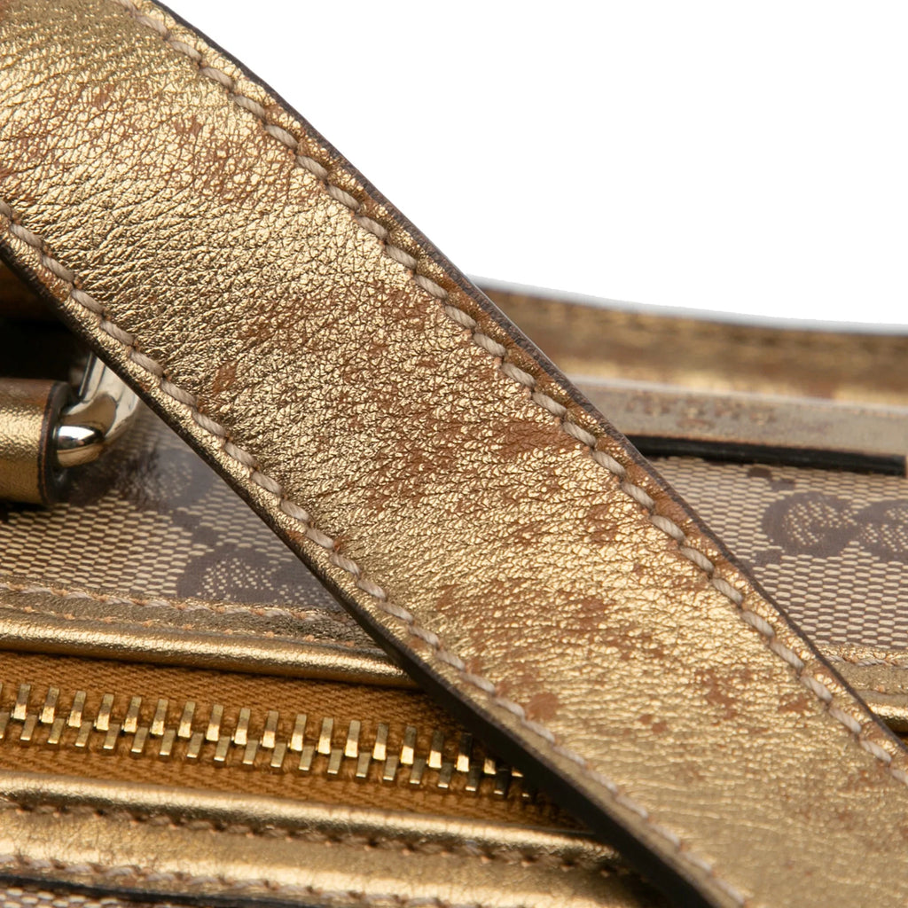 Pre-Owned Authenticated Gucci GG Crystal Joy Satchel Coated Canvas Fabric Brown Unisex (Fair)