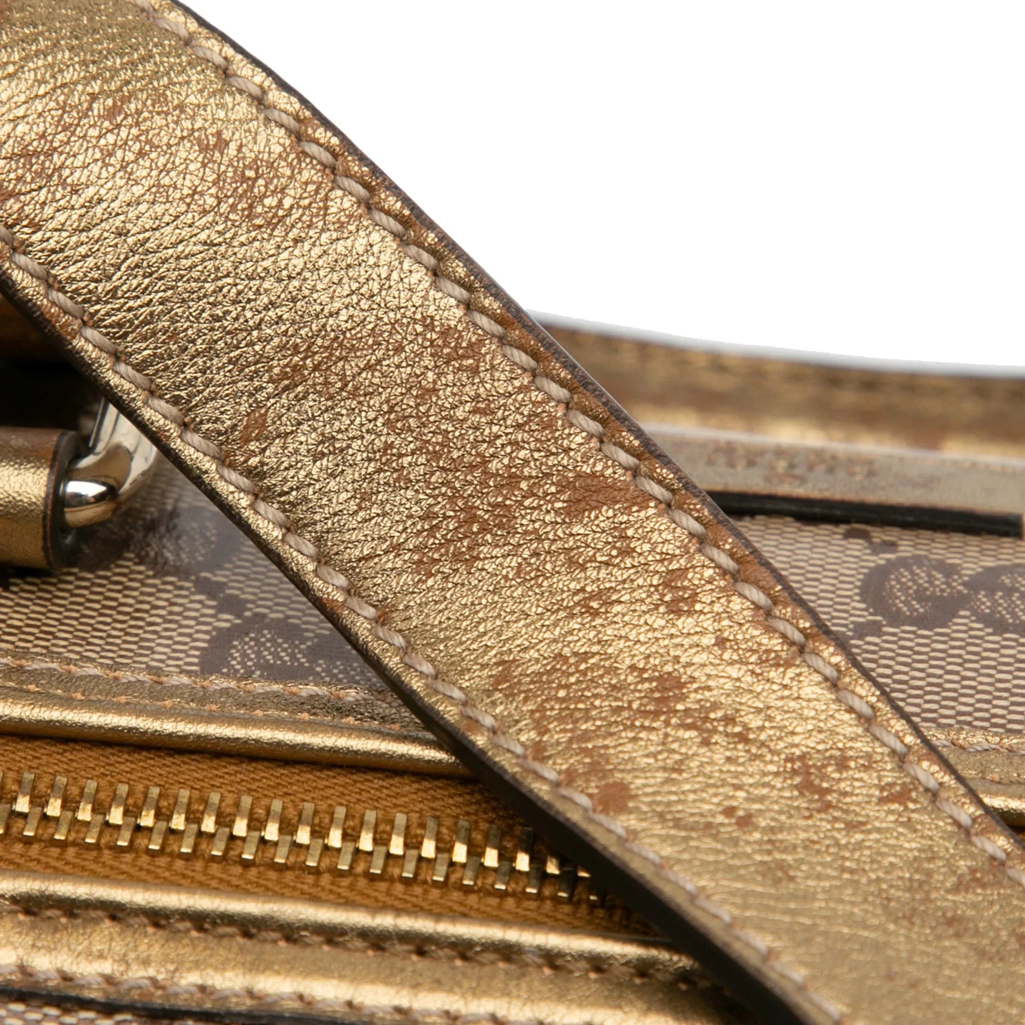 Pre-Owned Authenticated Gucci GG Crystal Joy Satchel Coated Canvas Fabric Brown Unisex (Fair)