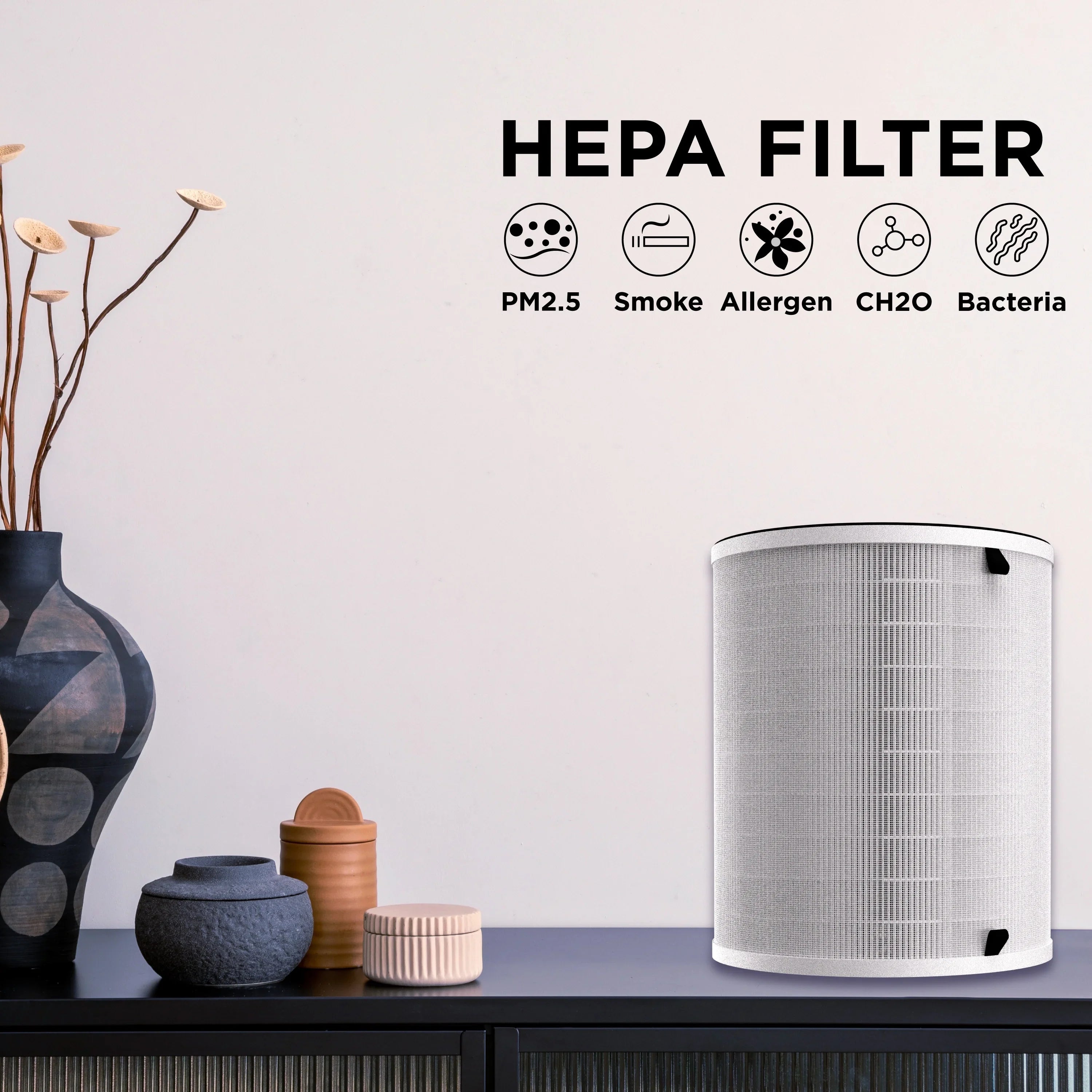 One Products 3-Phase Air Filter, 8.46 inch Width, H13 Merv 17 True Hepa Filter Replacement