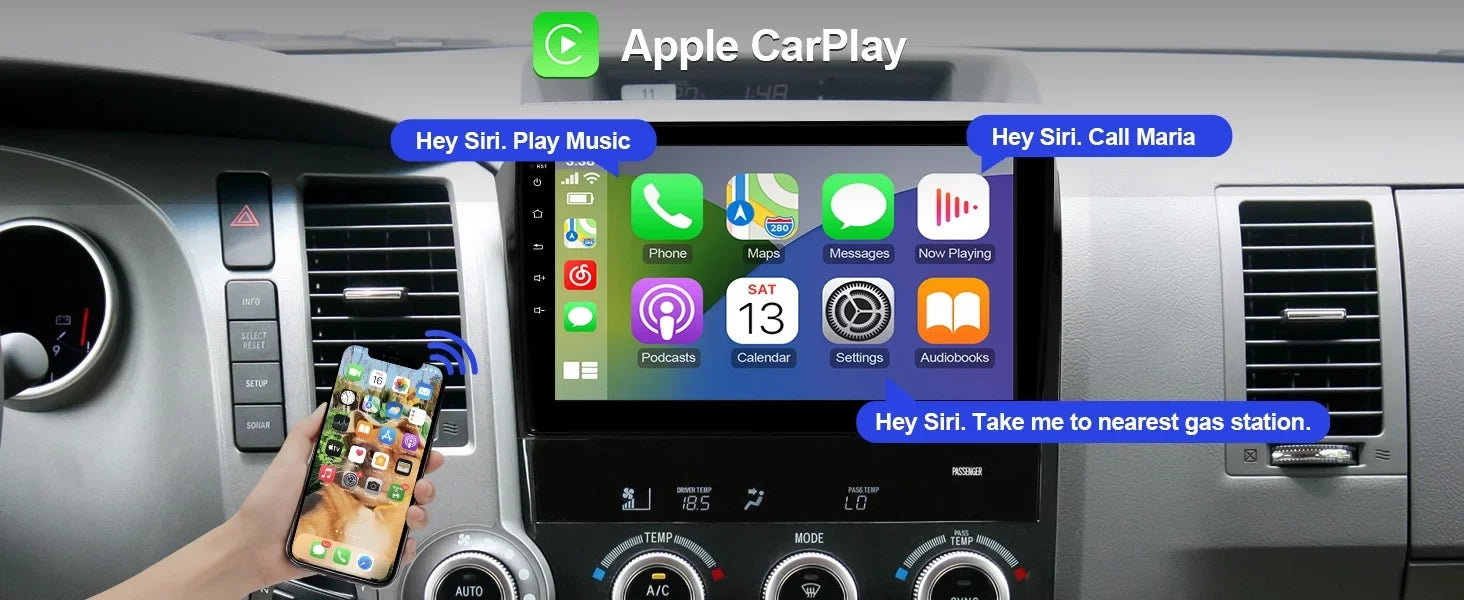 2+32G 10.1 inches Android 10 Double Din Car Stereo for Toyota Tundra 2007-2013 & Sequoia 2008-2018 IPS Touchscreen Screen Car Radio with Carplay & Android Auto Support Backup Camera GPS Navi FM BT