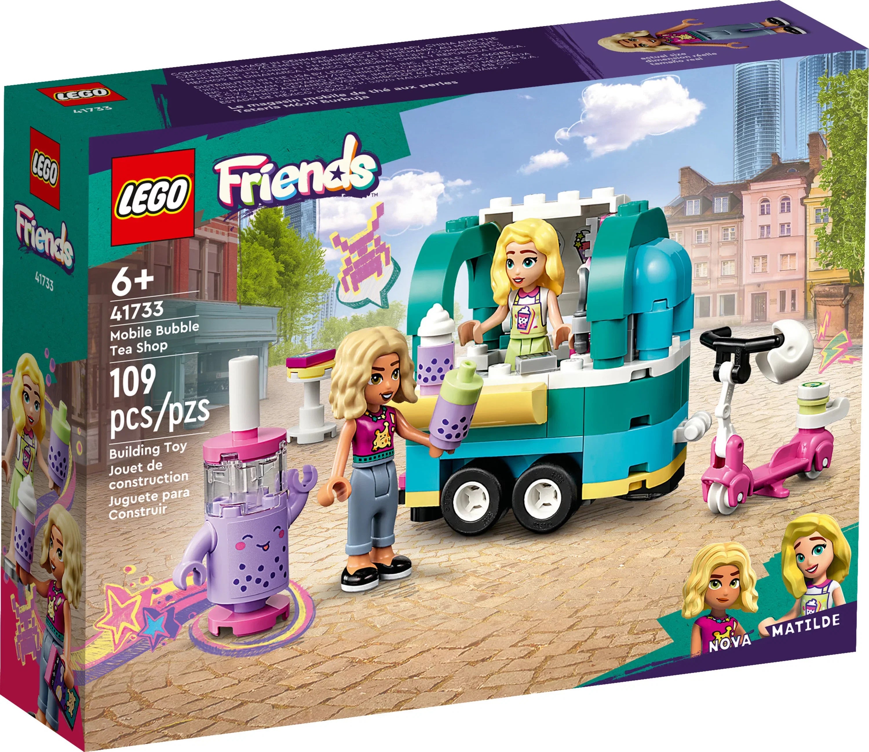 LEGO Friends Mobile Bubble Tea Shop 41733, Fun Vehicle Pretend Play Set with Mini-Dolls and Toy Scooter for Girls and Boys Ages 6 Plus