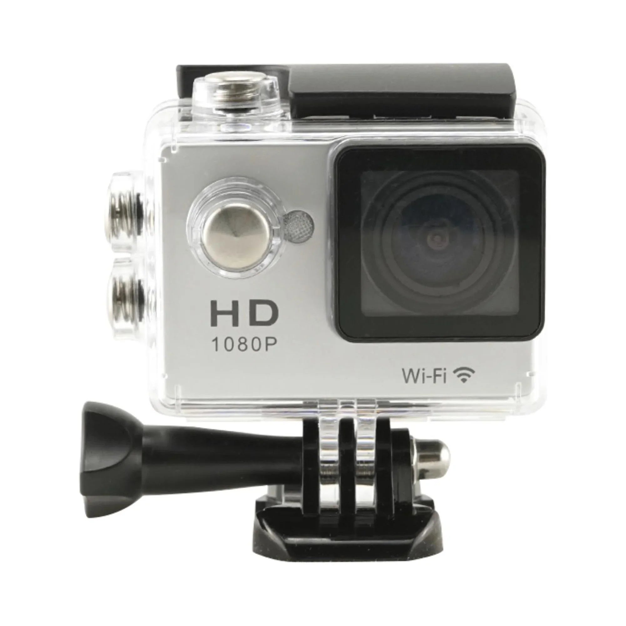 Record Every Adventure with Our Waterproof WiFi Action Camera - 1080P Video, Crystal Clear Sound, and Long-Lasting Silver Case Included