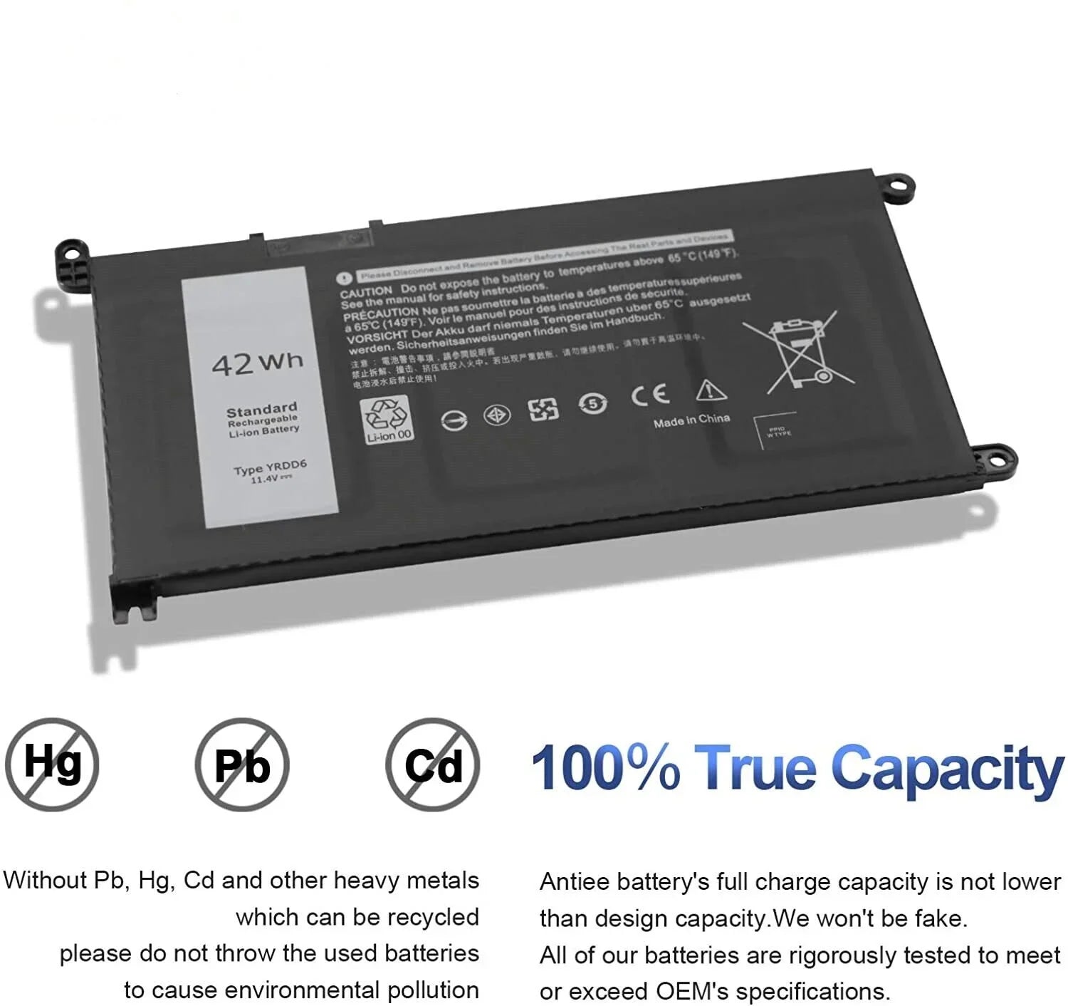 New YRDD6 Battery For Inspiron 3582 3593 3793 5493 5585 5593 5480 5590 5594
