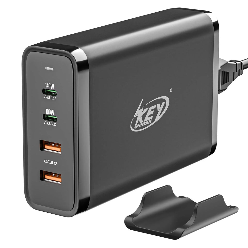 Key Power 245W USB C Charger Station, 140W PD 3.1 GaN Type C Power Adapter with 4Port Fast Charge for Air/ Pro 16", XPS, iPad, iPhone, Galaxy, Steam Deck