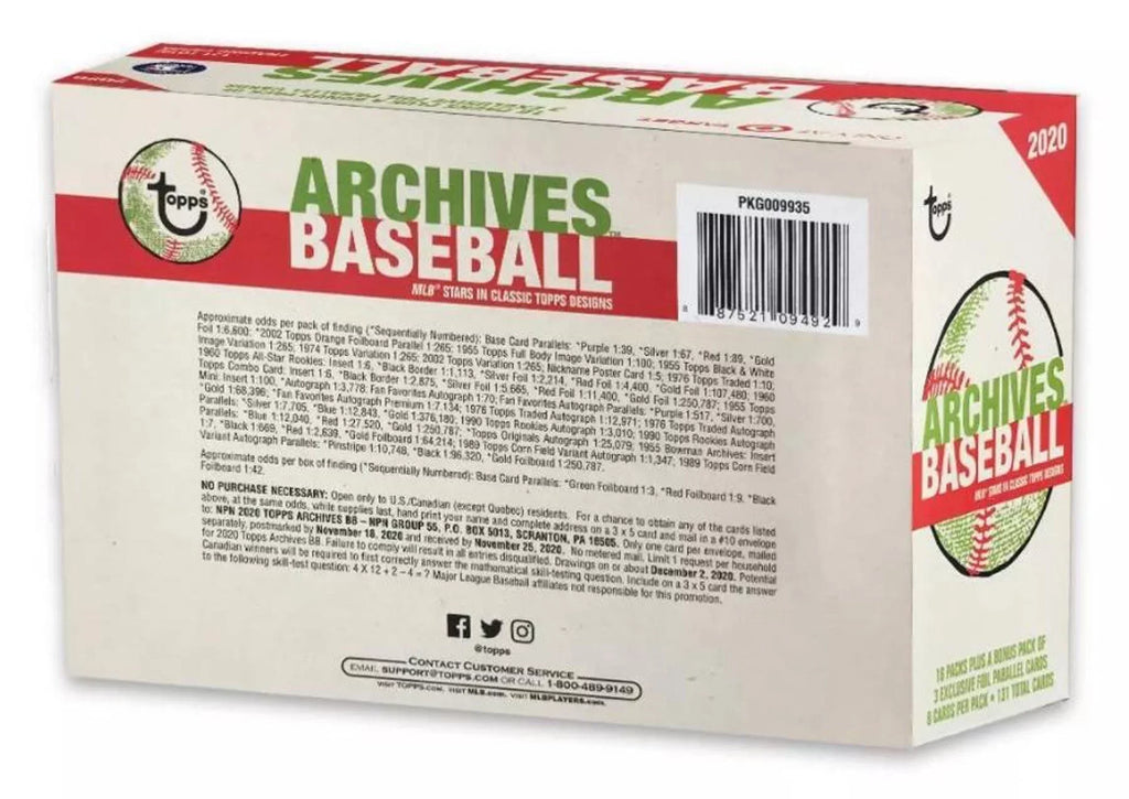 MLB Topps 2020 Archives Baseball Trading Card MEGA Box