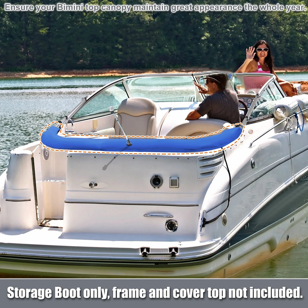 Boat Bimini Top Storage Boot with Light Hole 600D Polyester Canvas Blue 91"-96" W for 3 Bow 4 Bow
