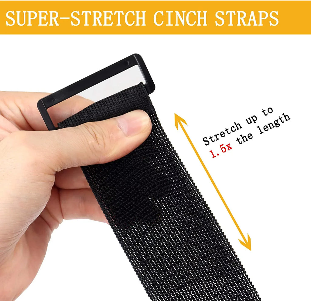 Cinch Straps, 2" x 12" (8 Pack) Elastic Hook and Loop Storage Strap for Extension Cord, Cable, Cord Wrap, Rope