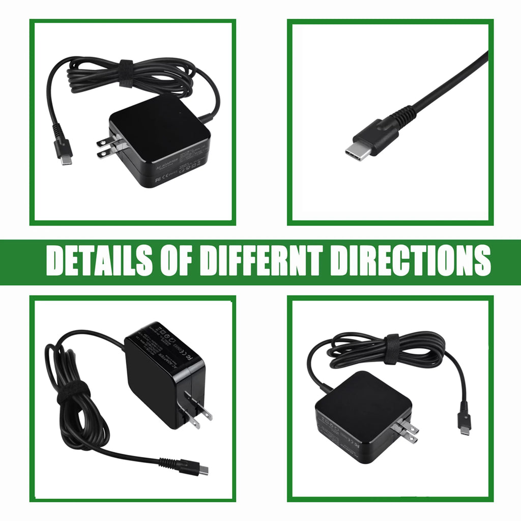 KONKIN BOO Compatible 45W AC Adapter Charger Power USB-C Replacement for 100E 2nd Gen 81QB000AUS Chromebook