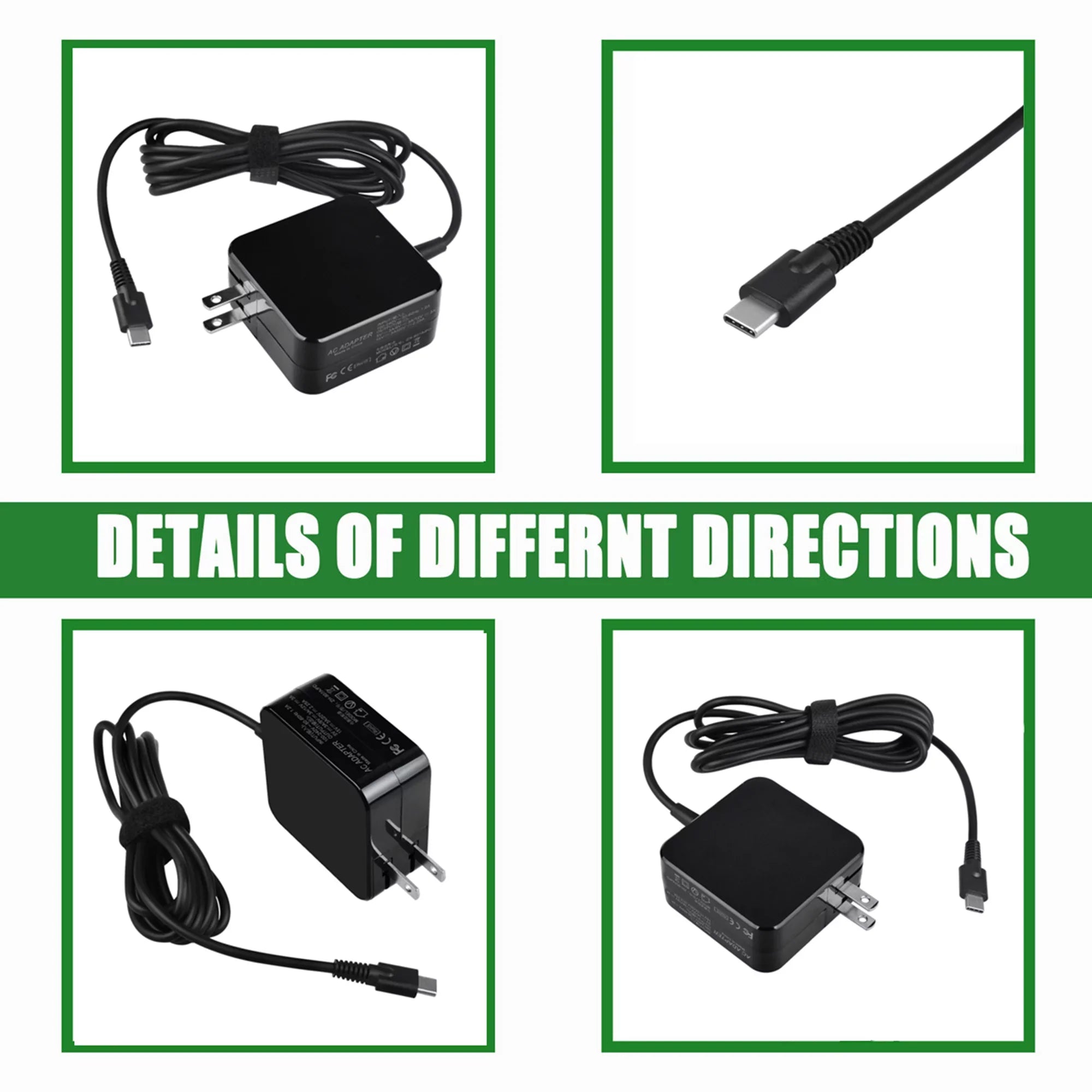 KONKIN BOO Compatible 45W AC Adapter Charger Power USB-C Replacement for 100E 2nd Gen 81QB000AUS Chromebook