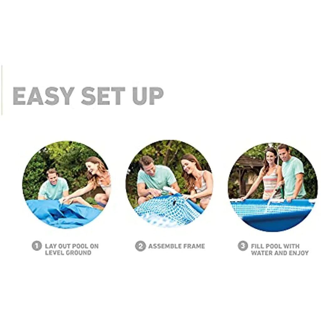 Intex 12 Ft x 30 Inches Metal Frame Set Above Ground Swimming Pool with Filter & Cover