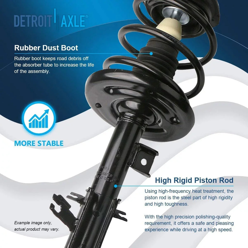 Detroit Axle - Struts Shock Absorbers for 2007-2013 Nissan Altima Complete 2 Front Struts w/Coil Spring 2 Rear Shock Absorbers 2008 2009 2010 2011 Replacement Quick Install Ready Struts Assembly