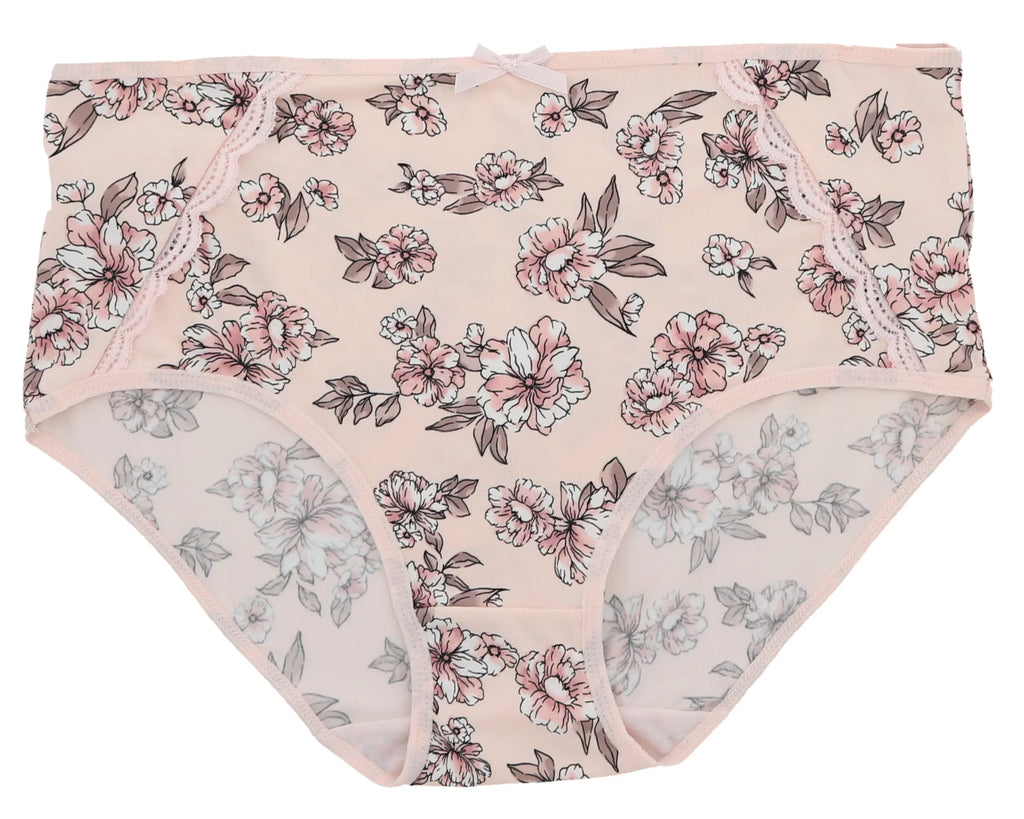 Delta Burke Intimates Women's Plus Size Sexy Classic High Rise Brief Panties (5Pr) (Large, Pink Floral Dots)