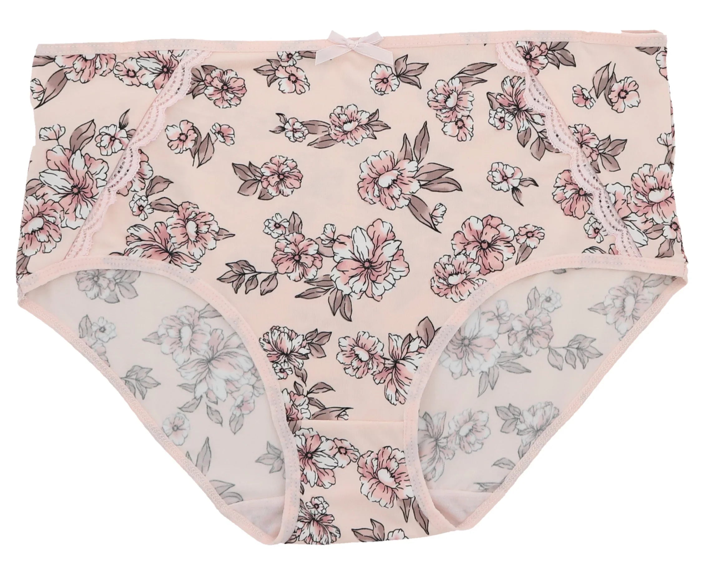 Delta Burke Intimates Women's Plus Size Sexy Classic High Rise Brief Panties (5Pr) (Large, Pink Floral Dots)