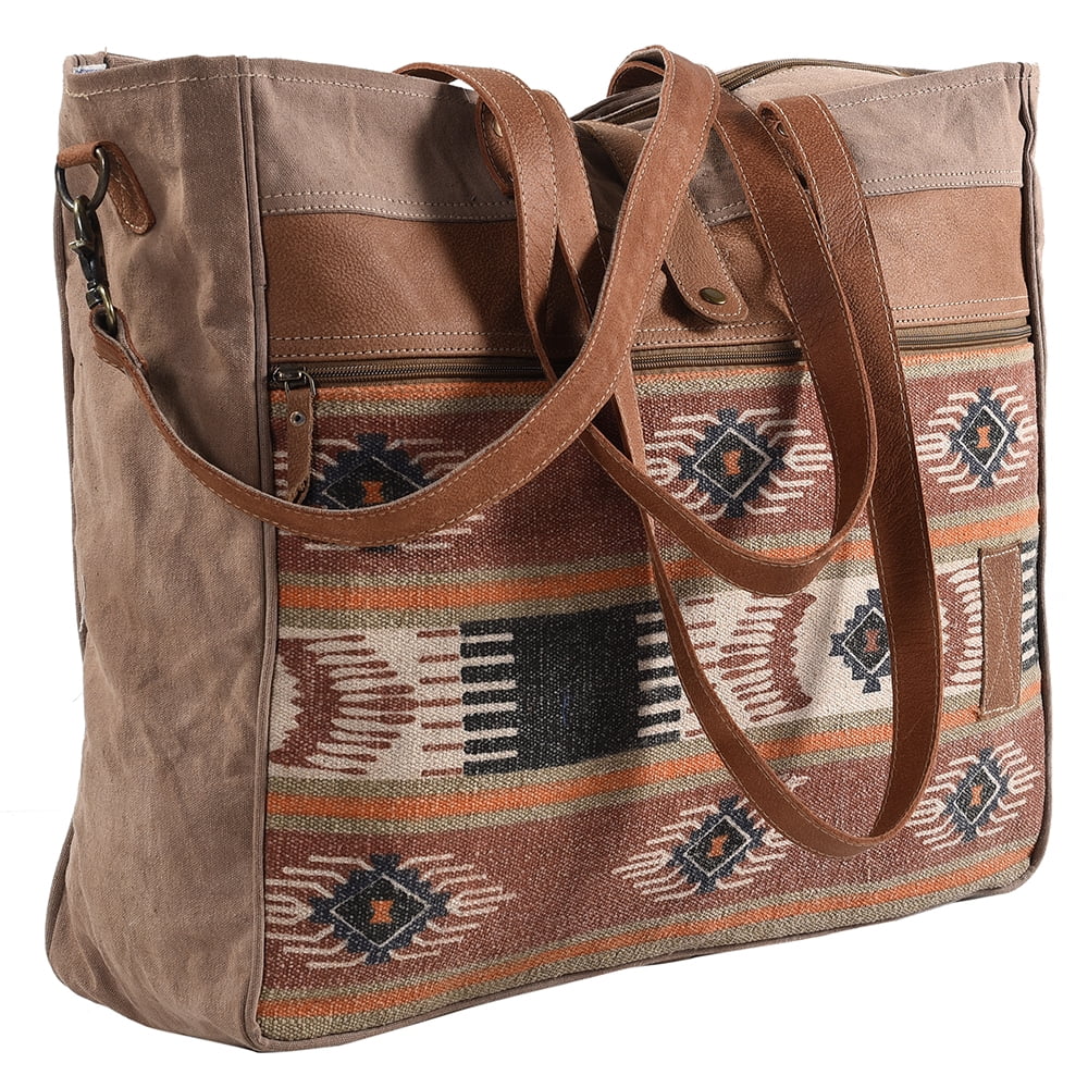 KB OHLAY KB249 TOTE Upcycled Wool Upcycled Canvas Genuine Leather women bag western handbag purse