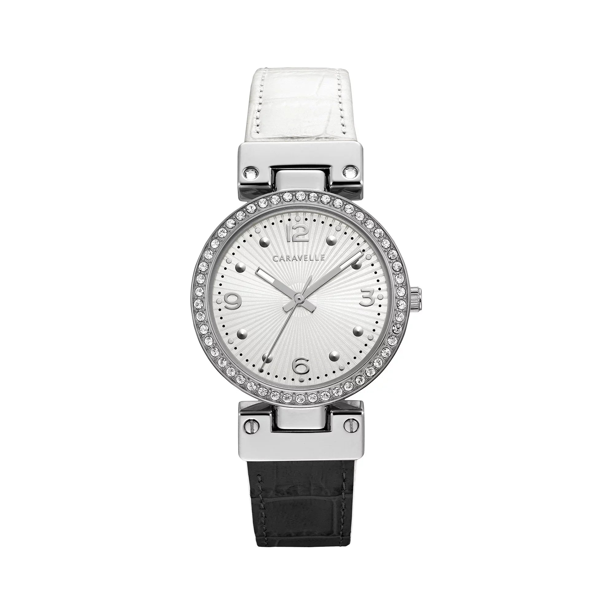 Caravelle Designed By Bulova Women's Classic Reversible Black White Leather Strap Watch 43L208