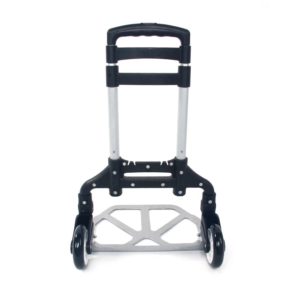 GoDecor Portable Foldable Trolley, with Telescopic Rod, for Carry Luggage, Black