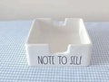 Rae Dunn Ceramic NOTE TO SELF Sticky Note Holder all sides Ivory Black LL Letters 3.75 x 3.75 x 1.5 Home Office