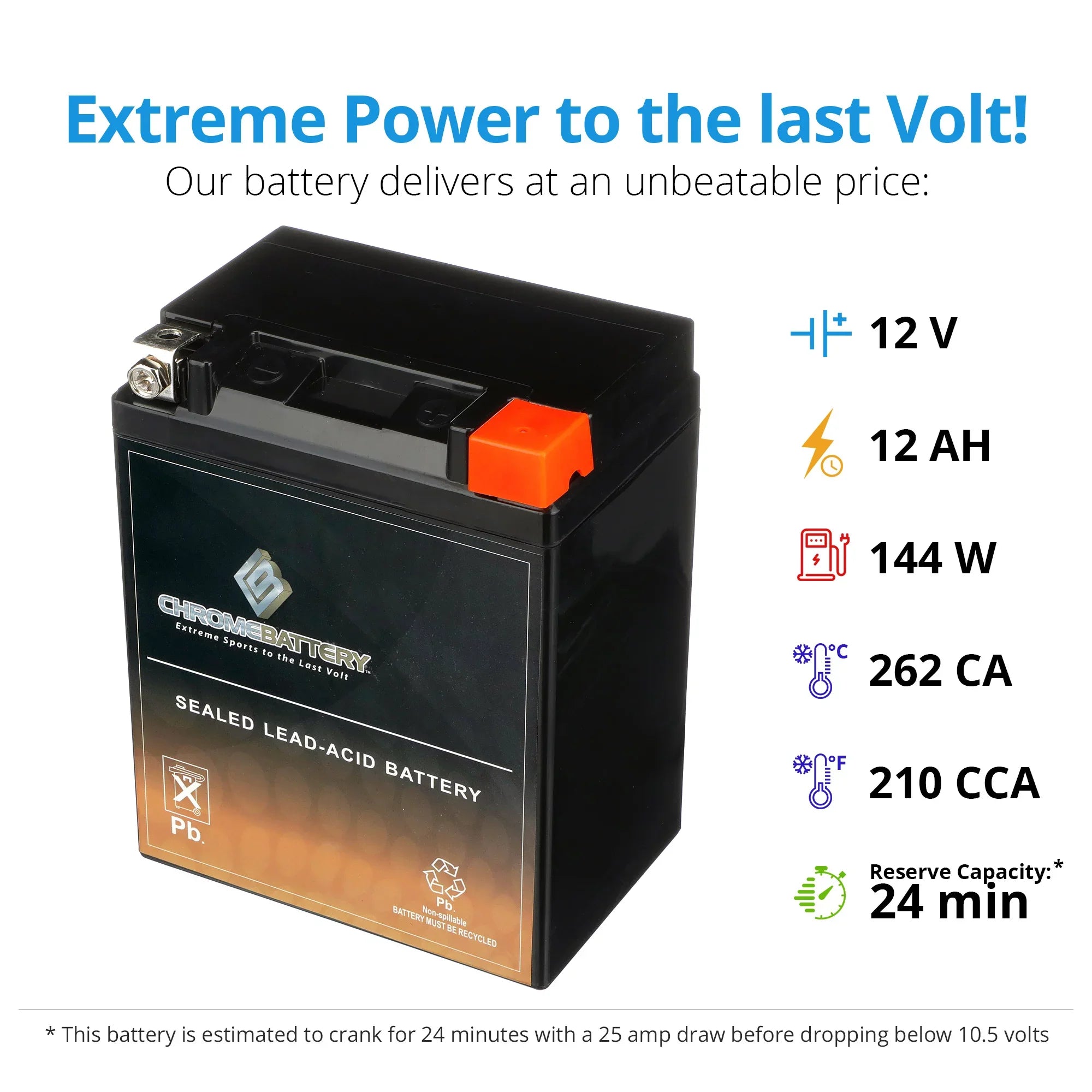 Chrome Battery YTX14AHL-BS (14AHL-BS 12 Volt,12 Ah, 210 CCA) Snowmobile Battery for Arctic Cat Cougar 1993