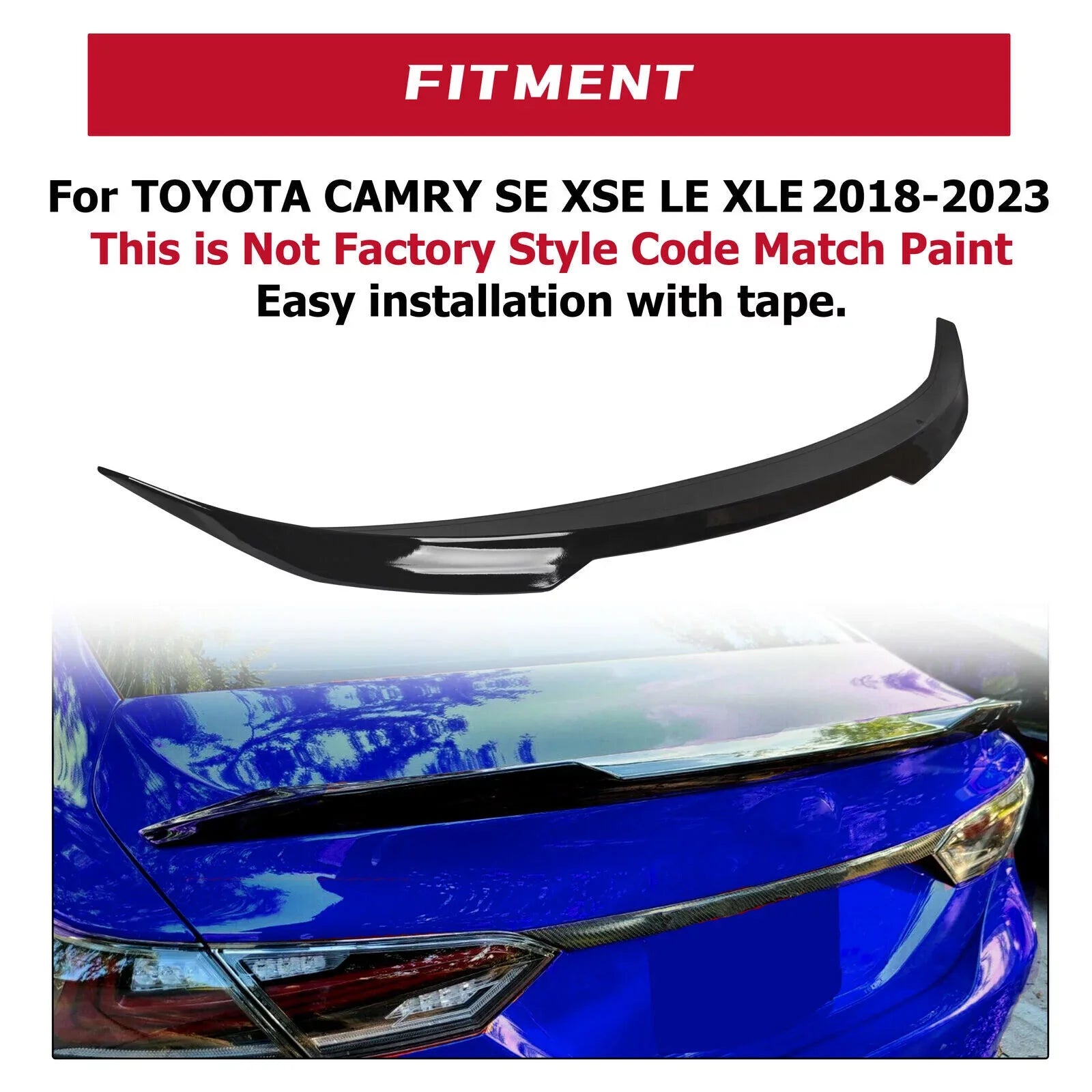 Kojem Rear Trunk Spoiler Lid Wing for 2018-2021 Toyota Camry SE XSE LE XLE M4 Style 19 20 Glossy Black